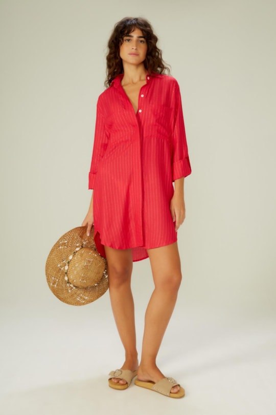 Vestido Chemise Luana Manga Longa Color