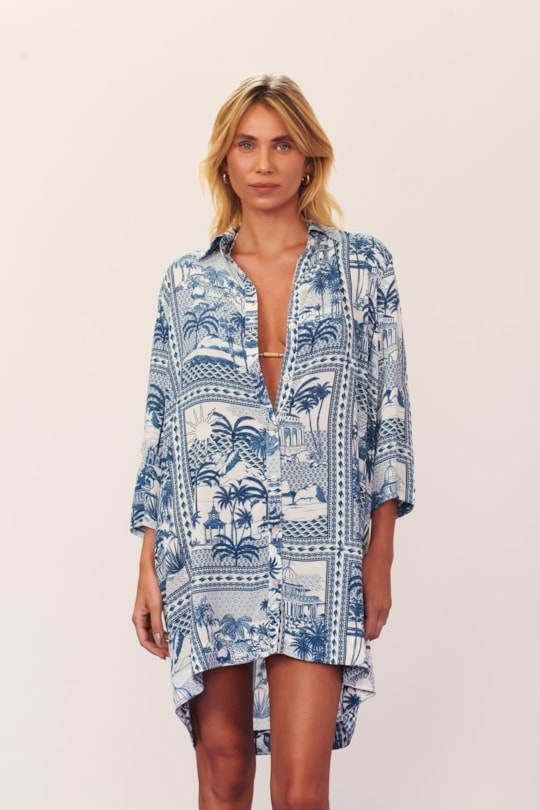 Vestido Chemise Manga Curta From Rio