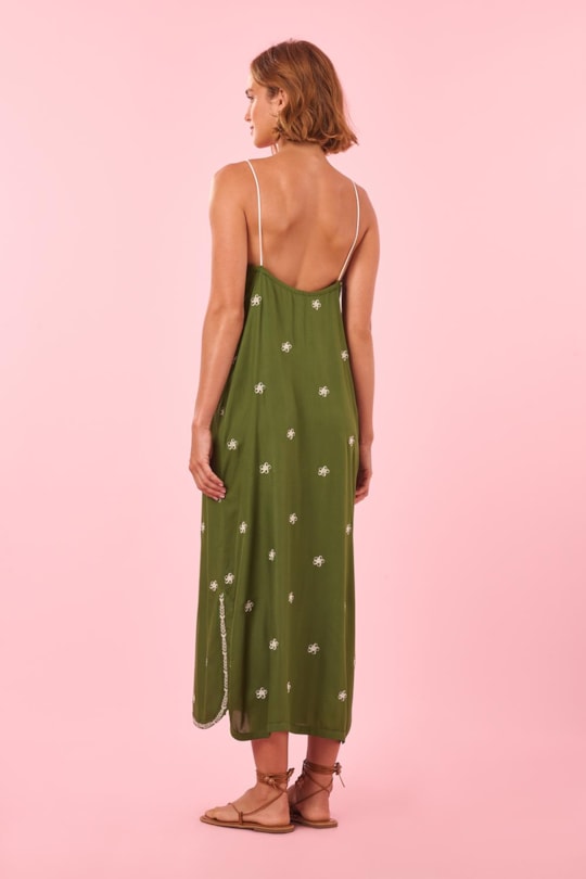 Vestido Cropped Alca Bordado Liso