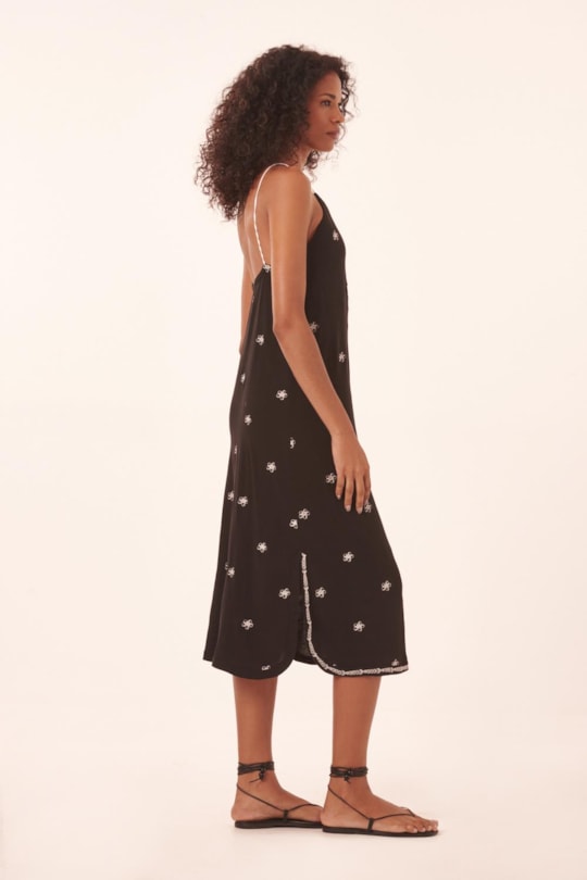 Vestido Cropped Alca Bordado Liso