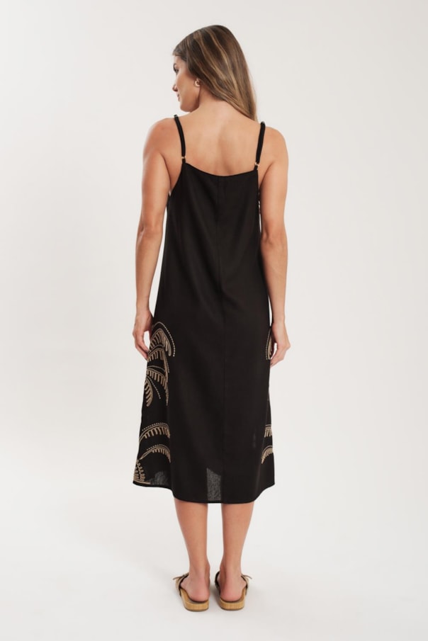 Vestido Cropped Bordado Tropical