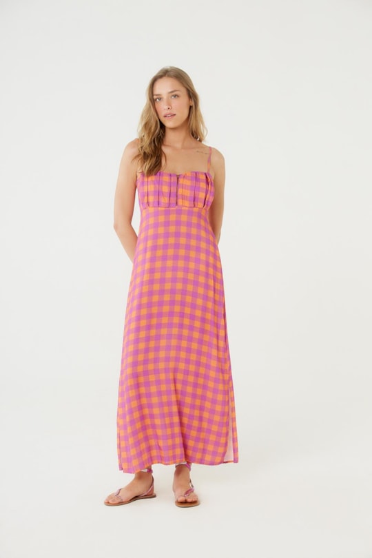 Imagem do produto Vestido Cropped Ziper Vichy Orange