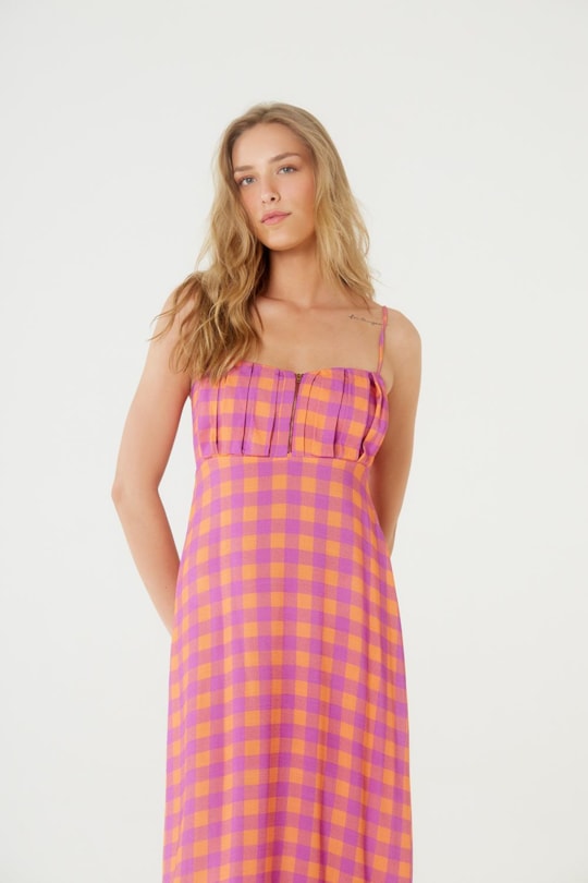 Imagem do produto Vestido Cropped Ziper Vichy Orange