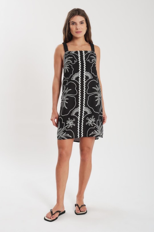 Vestido Curto Localizado Hibisco