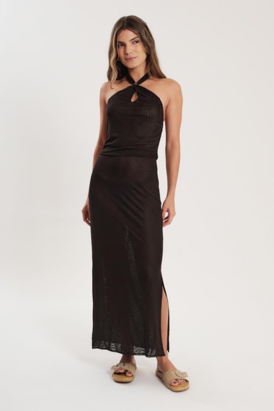 Imagem do produto Vestido Detalhe Metal Frente Tule Liso