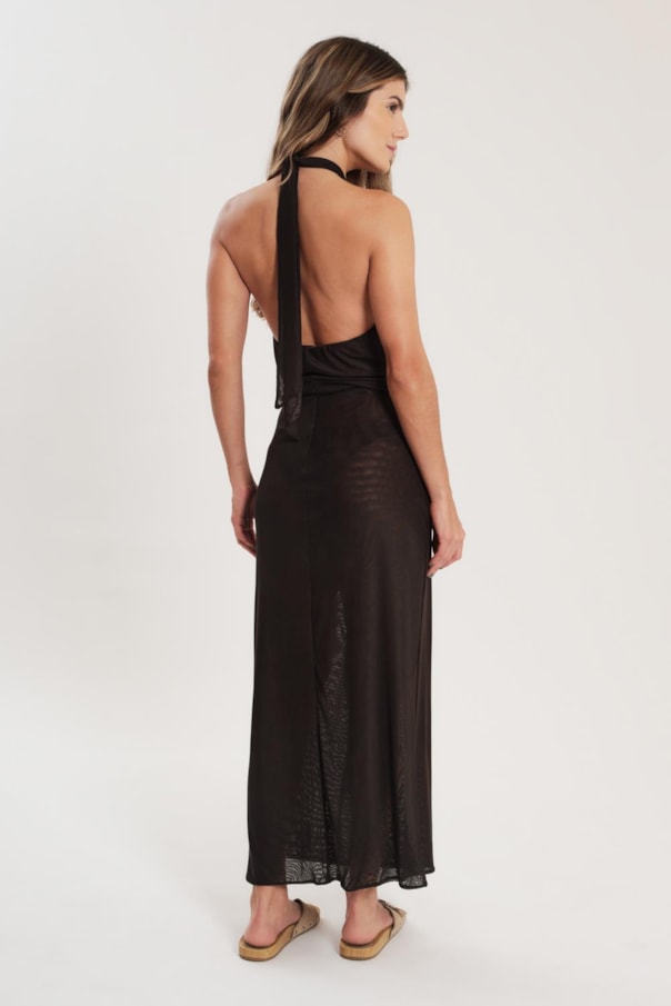 Vestido Detalhe Metal Frente Tule Liso