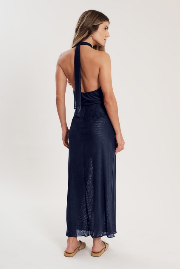 Vestido Detalhe Metal Frente Tule Liso