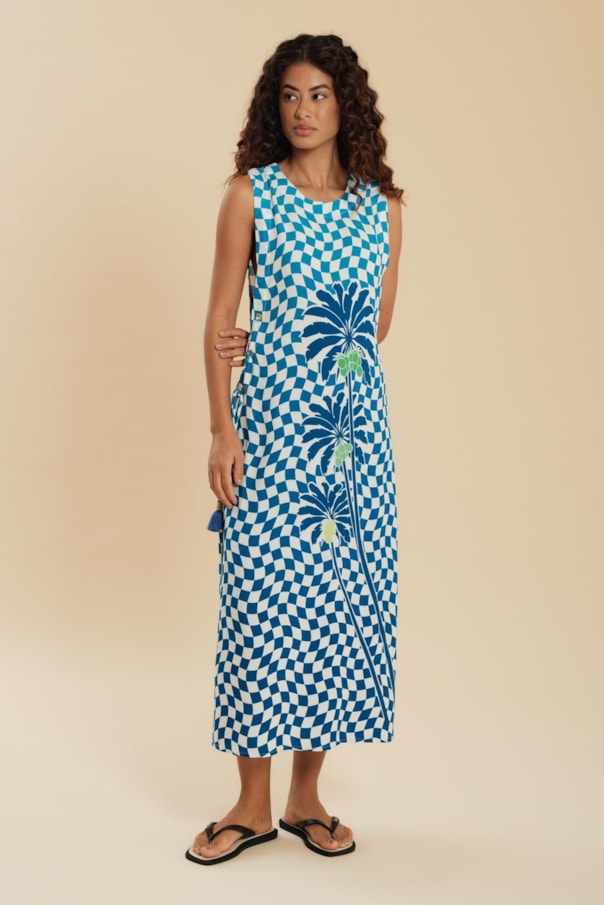 Vestido Ilhos Localizado Xadrez