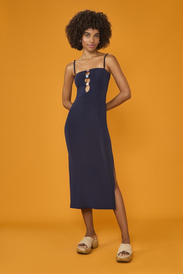 Vestido Jersey Entremeio Resina