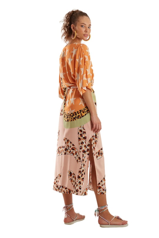 Imagem do produto Vestido Kaftan Longo Faixa Caiada