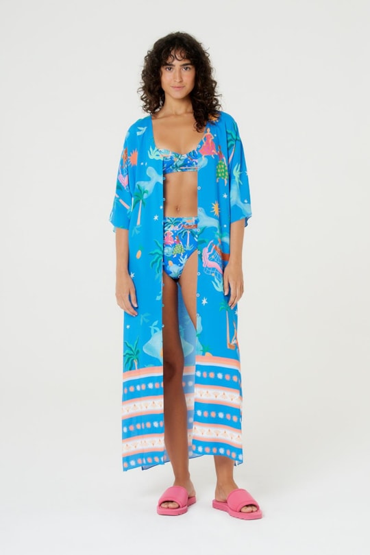 Imagem do produto Vestido Kaftan Longo Faixa Simpatia