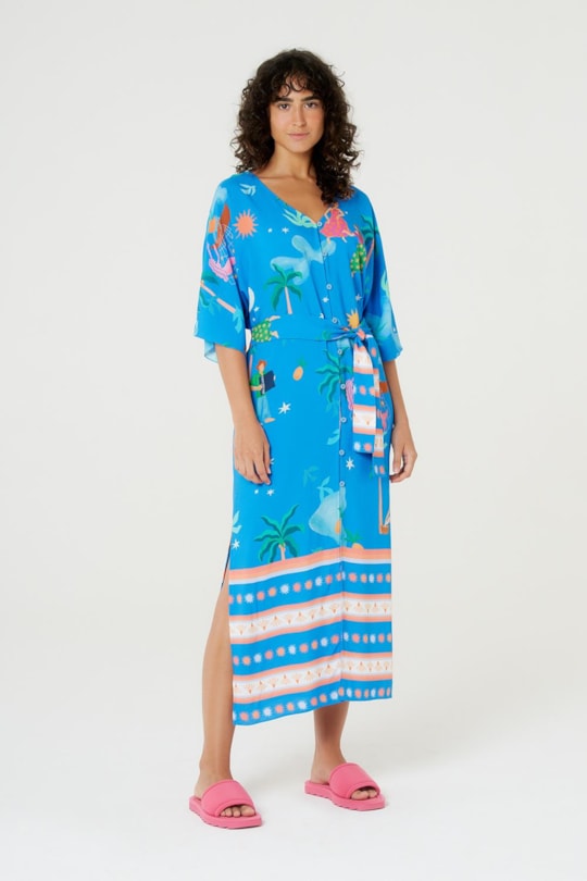 Imagem do produto Vestido Kaftan Longo Faixa Simpatia