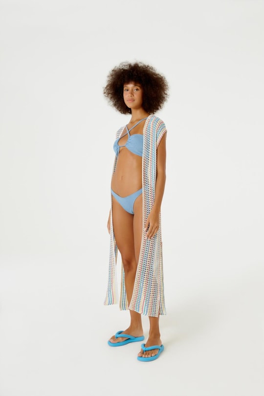 Imagem do produto Vestido Kimono Tricot Listra Vertical