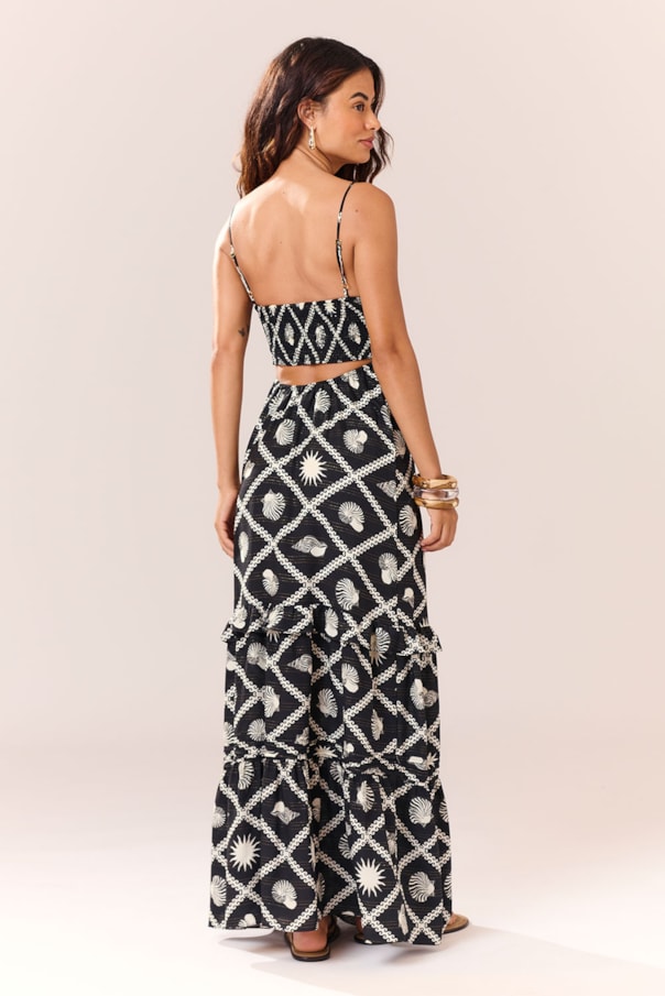 Vestido Longo Decote Conchas