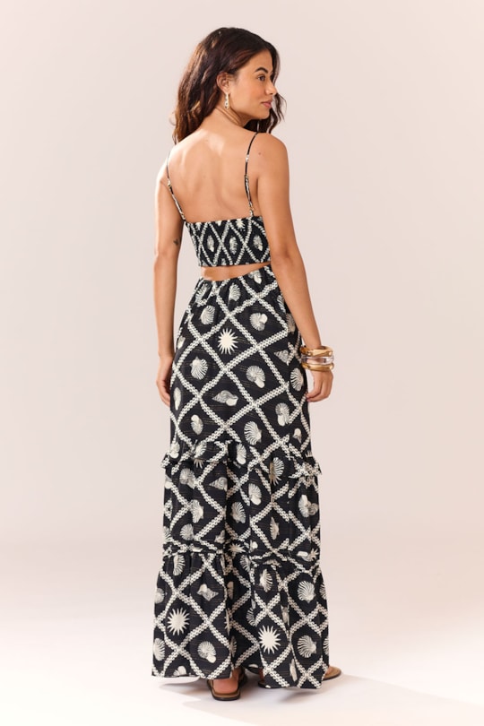 Vestido Longo Decote Conchas