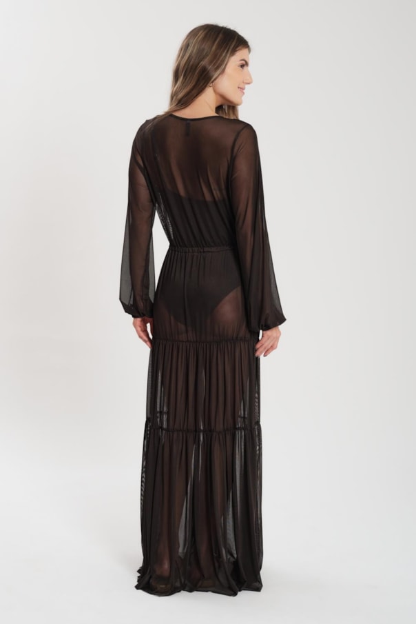 Vestido Longo Tule Liso