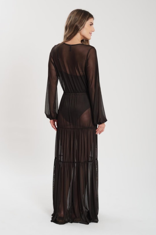 Vestido Longo Tule Liso