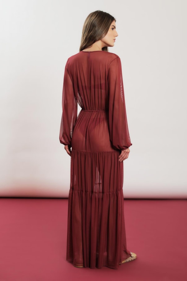 Vestido Longo Tule Liso