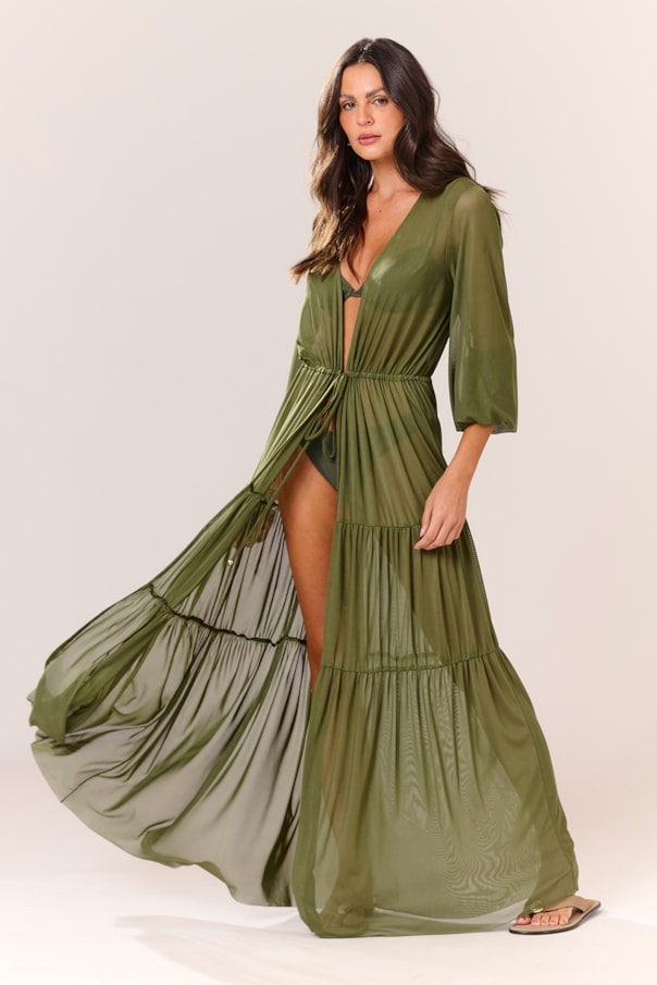 Vestido Longo Tule Liso