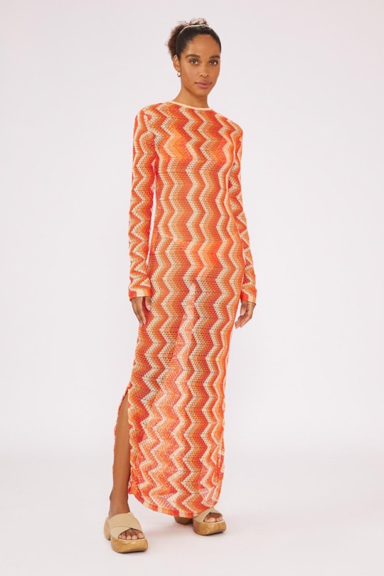 Vestido Manga Longa Tricot Rayon