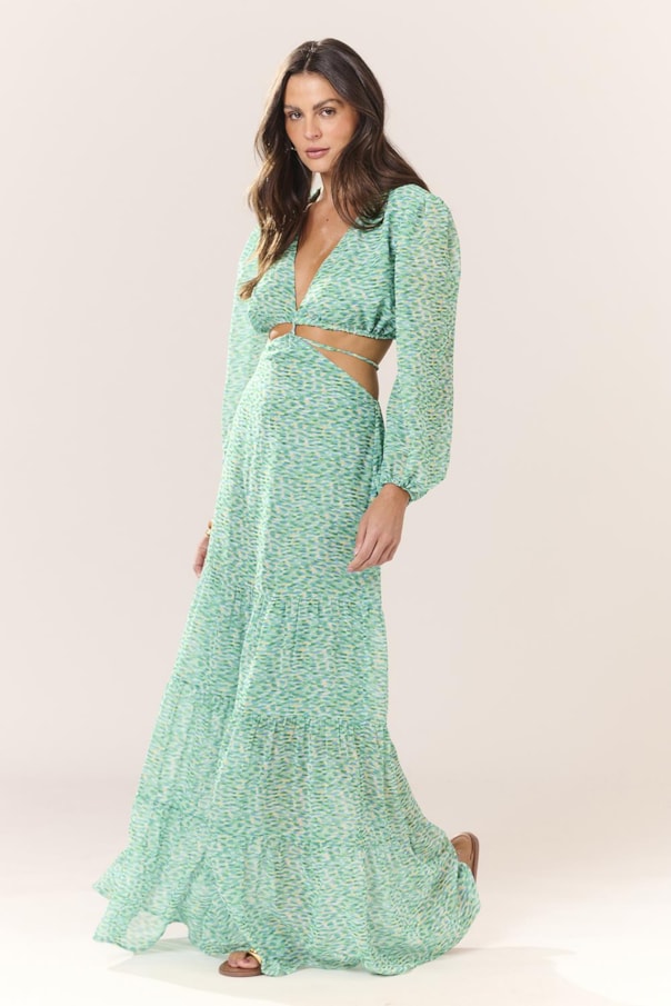 Vestido Manga Resort Reflexo