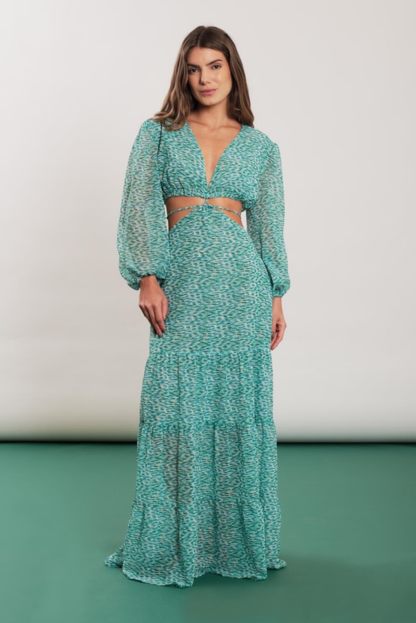 Vestido Manga Resort Reflexo