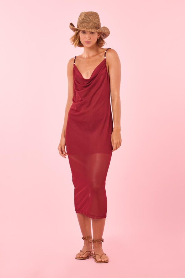 Vestido Midi Degage Liso