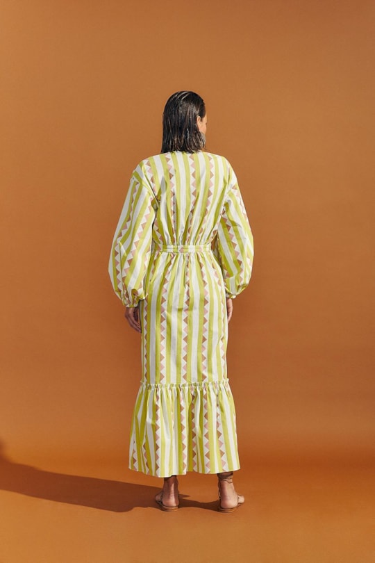 Vestido Midi Estampa Listras