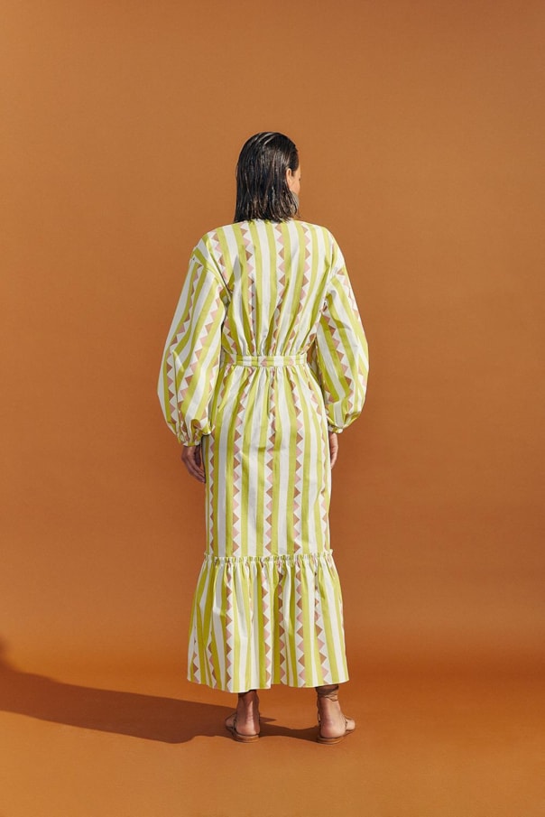 Vestido Midi Estampa Listras