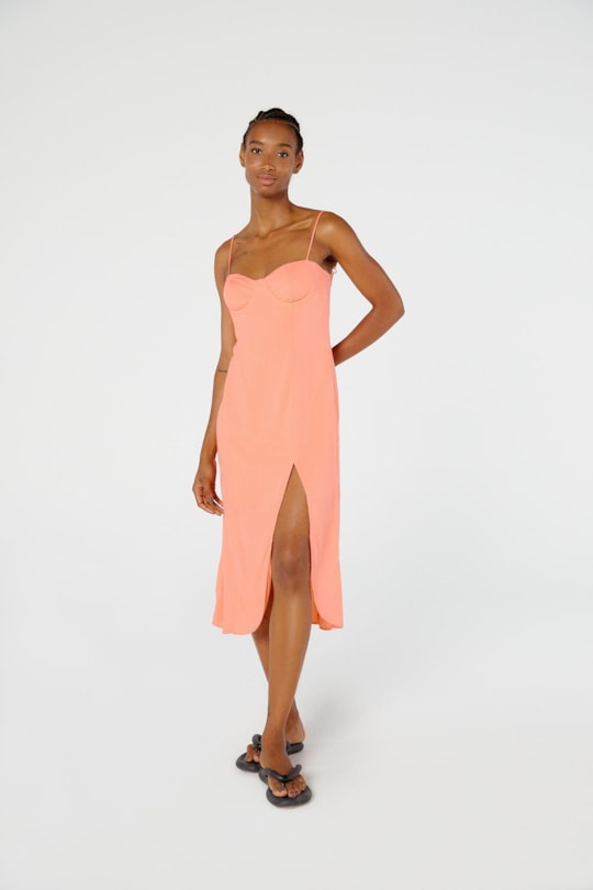 Imagem do produto Vestido Midi Fenda Liso Color Ver23