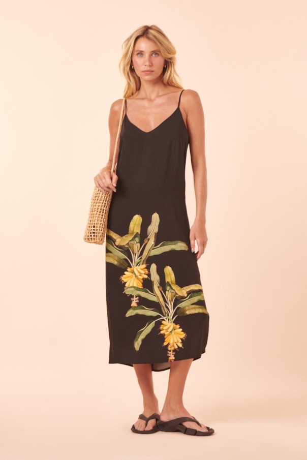 Vestido Midi Rafaela Loc Folhas Musa