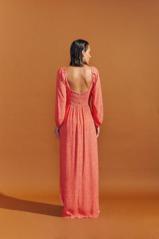 Vestido No Midi Estampa Fingers Rosa