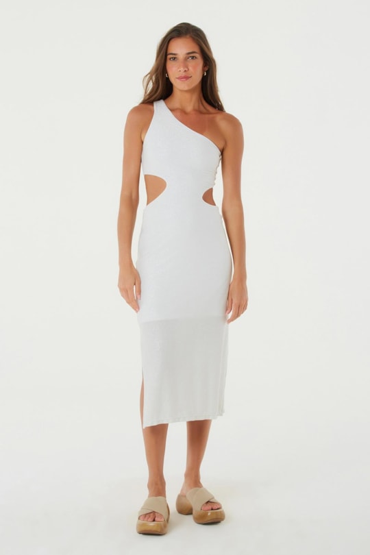 Vestido Recorte Assimetrico Lurex