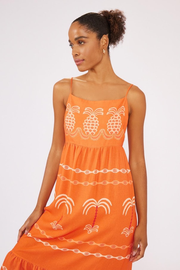 Vestido Recorte Loc Ceu De Kite Laranja