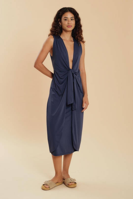 Imagem do produto Vestido Saia Sobreposta Liso Fluity