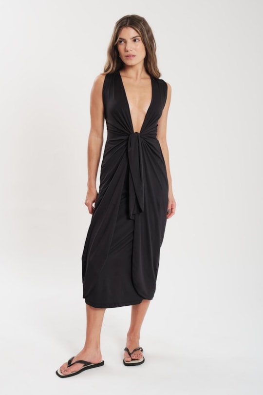 Imagem do produto Vestido Saia Sobreposta Liso Fluity