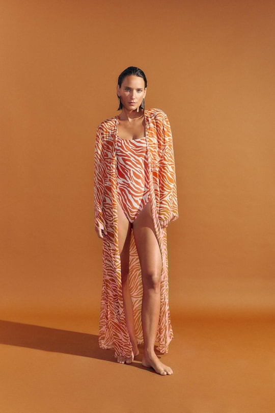 Imagem do produto Vestido Saida Abertura Estampa Zebra