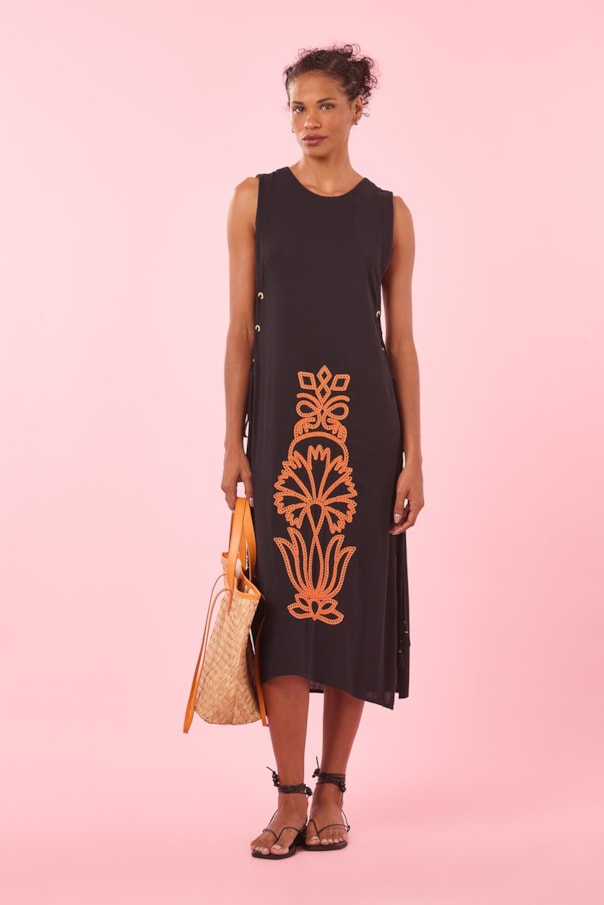 Vestido Saida Bordado Kani