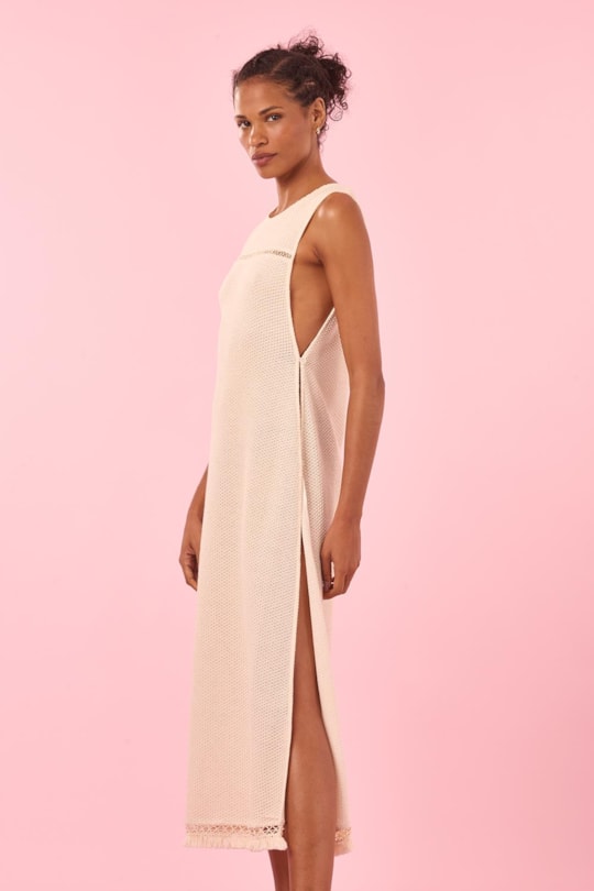 Imagem do produto Vestido Saida Franja Barra Liso