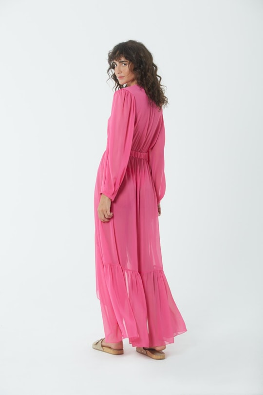 Imagem do produto Vestido Saida Mangao Pregas Color