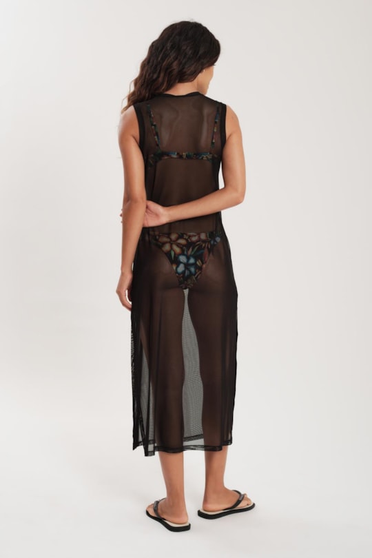 Vestido Saida Regata Tule Liso