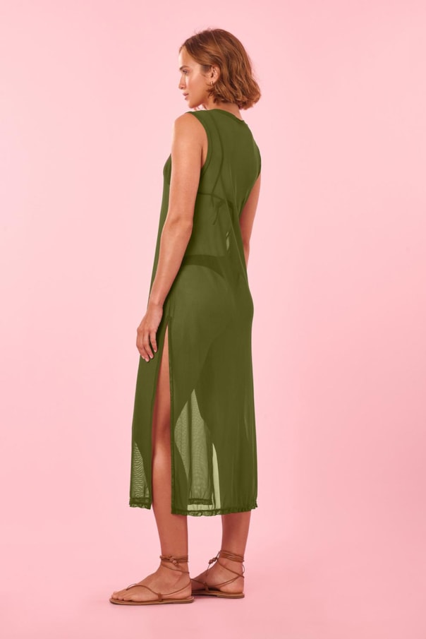 Vestido Saida Regata Tule Liso