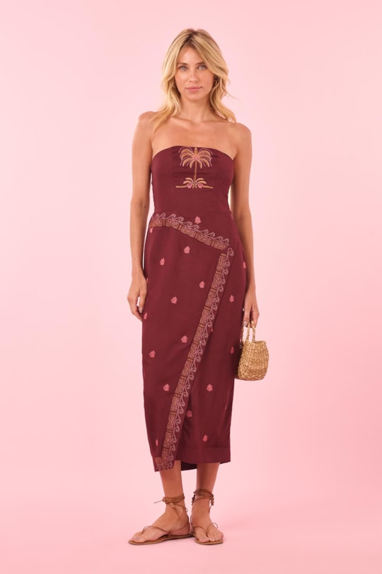 Vestido Sem Alca Bordado Lanai