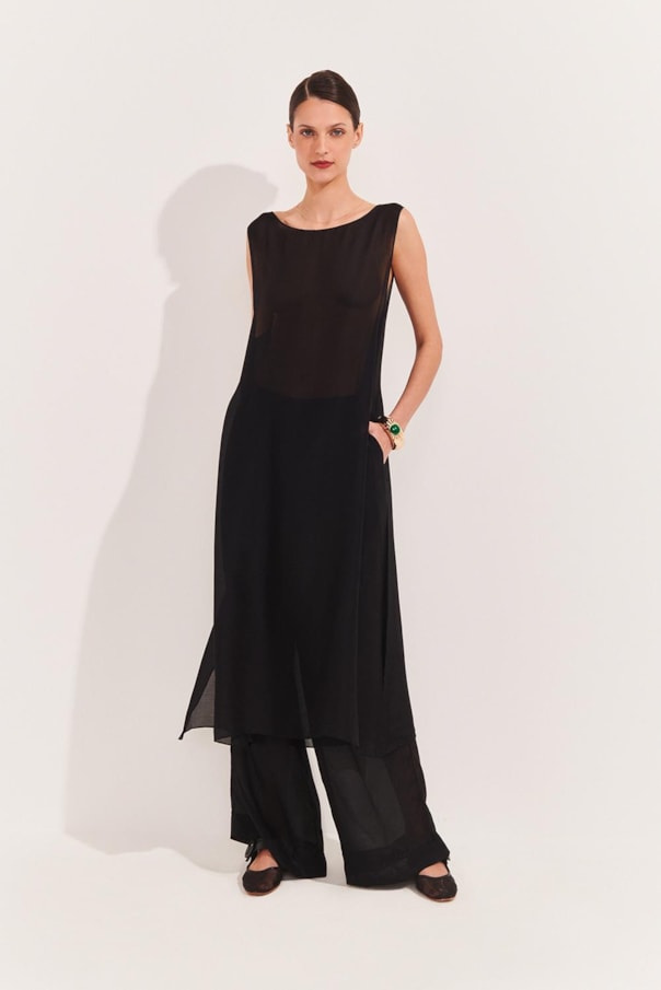 Vestido Sobre Merina Seda