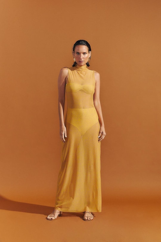 Imagem do produto Vestido Tule Estampa Fingers Amarela