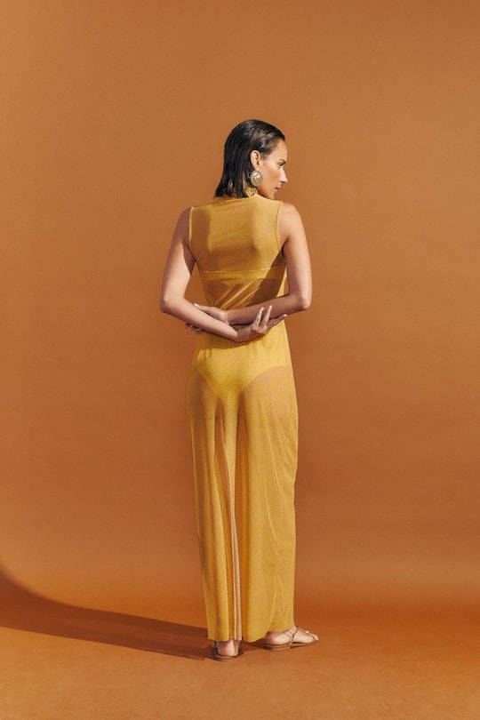 Imagem do produto Vestido Tule Estampa Fingers Amarela