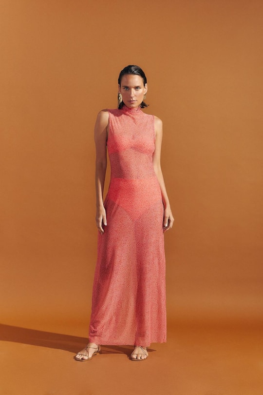 Imagem do produto Vestido Tule Estampa Fingers Rosa