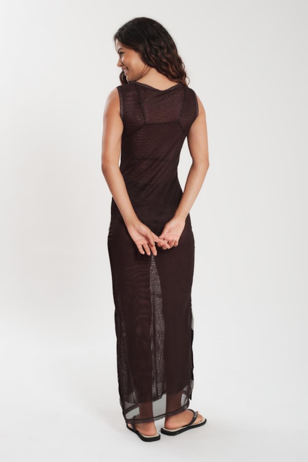 Vestido Tule Loc Maxi Hibisco