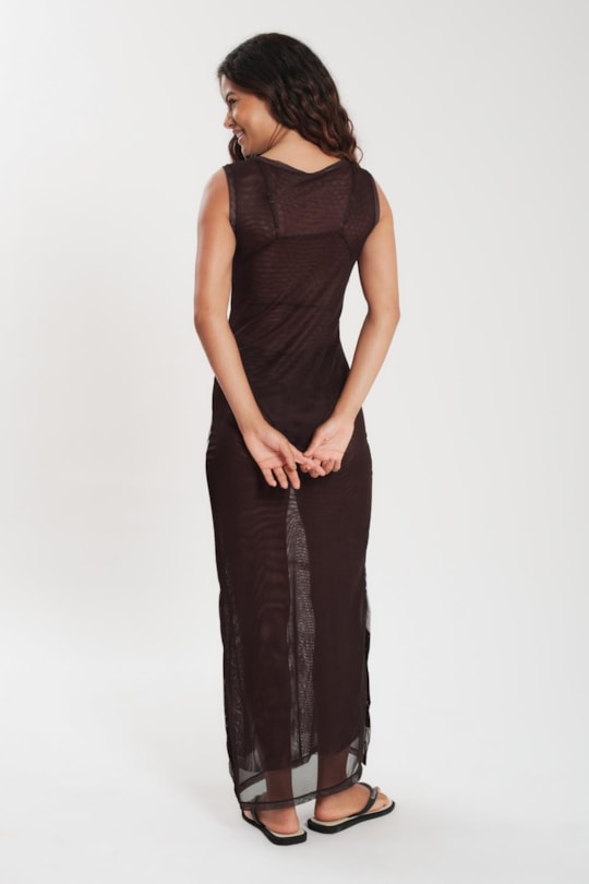 Vestido Tule Loc Maxi Hibisco